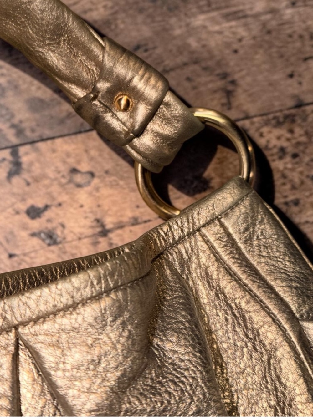 COACH Parker Metallic Champagne Leather Shoulder Tote Bag 13466 - Picture 10 of 15